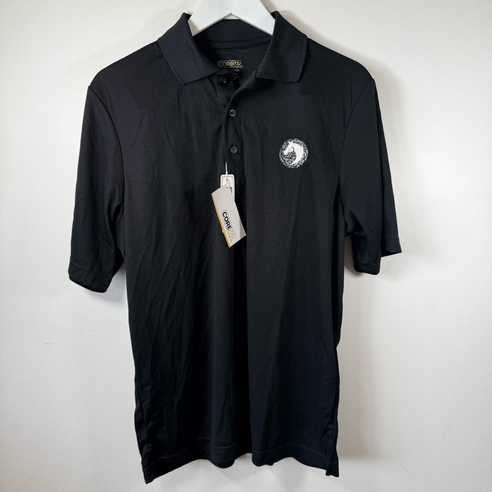 NWT Core365 Black Polyester Polo Shirt w/ Embroidered Crest — Men’s Medium